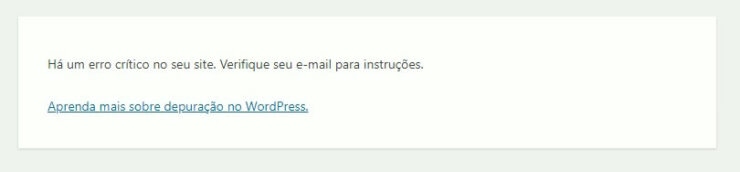 Há um Erro Crítico no seu Site